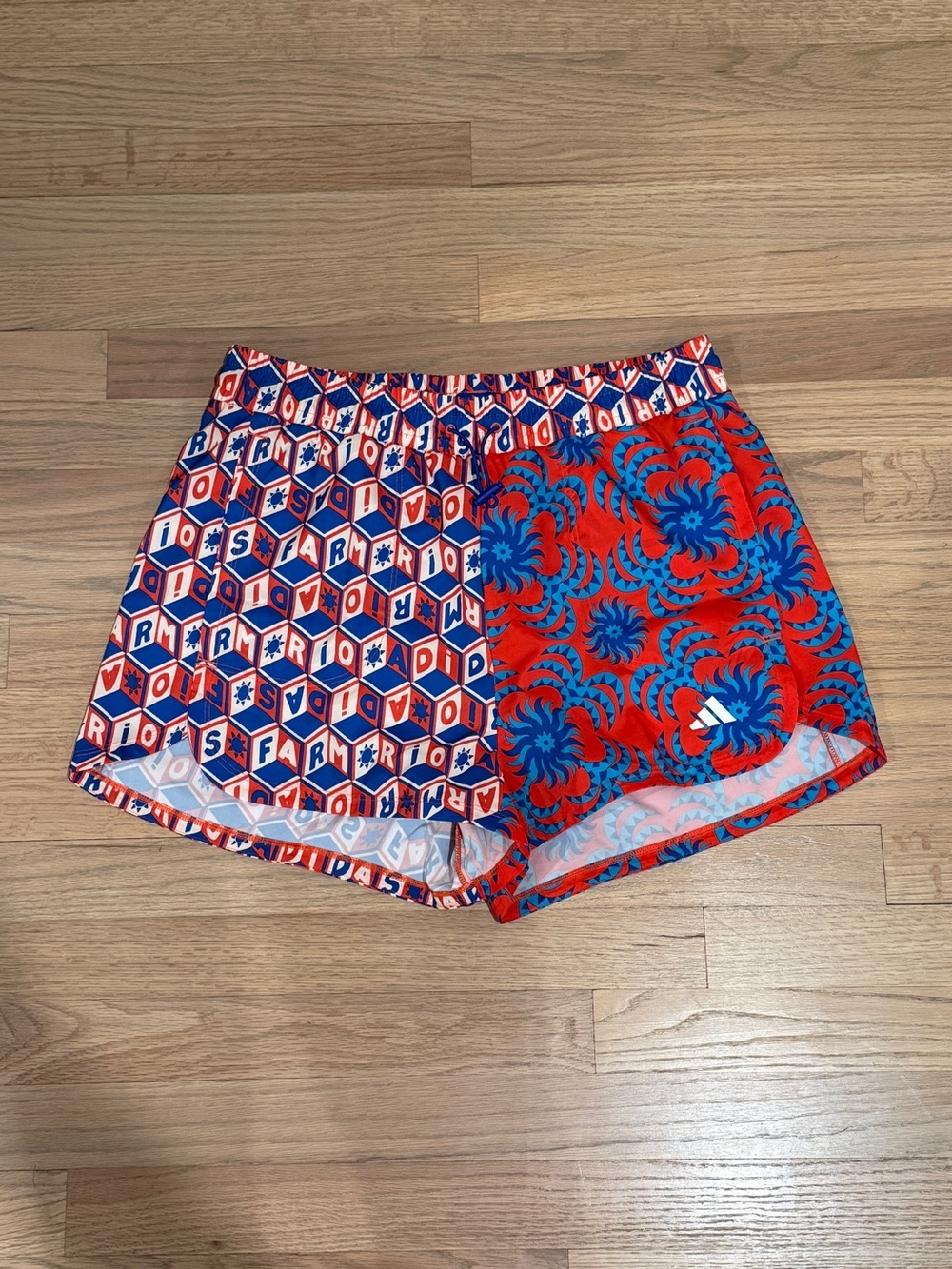 NWOT adidas x FARM RIO Pacer Shorts, Red & Blue, Size Medium